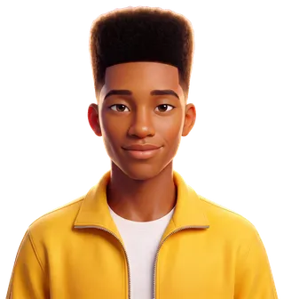 JJ with a high-top fade, in a yellow zip jacket